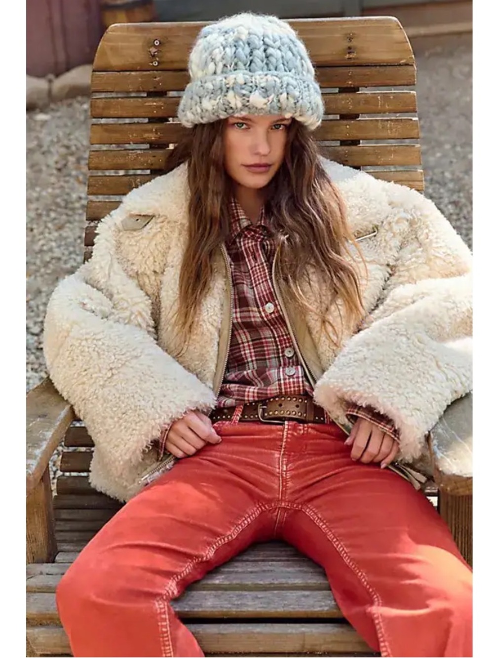 Free People Oversized Teddy Jacket in Cream